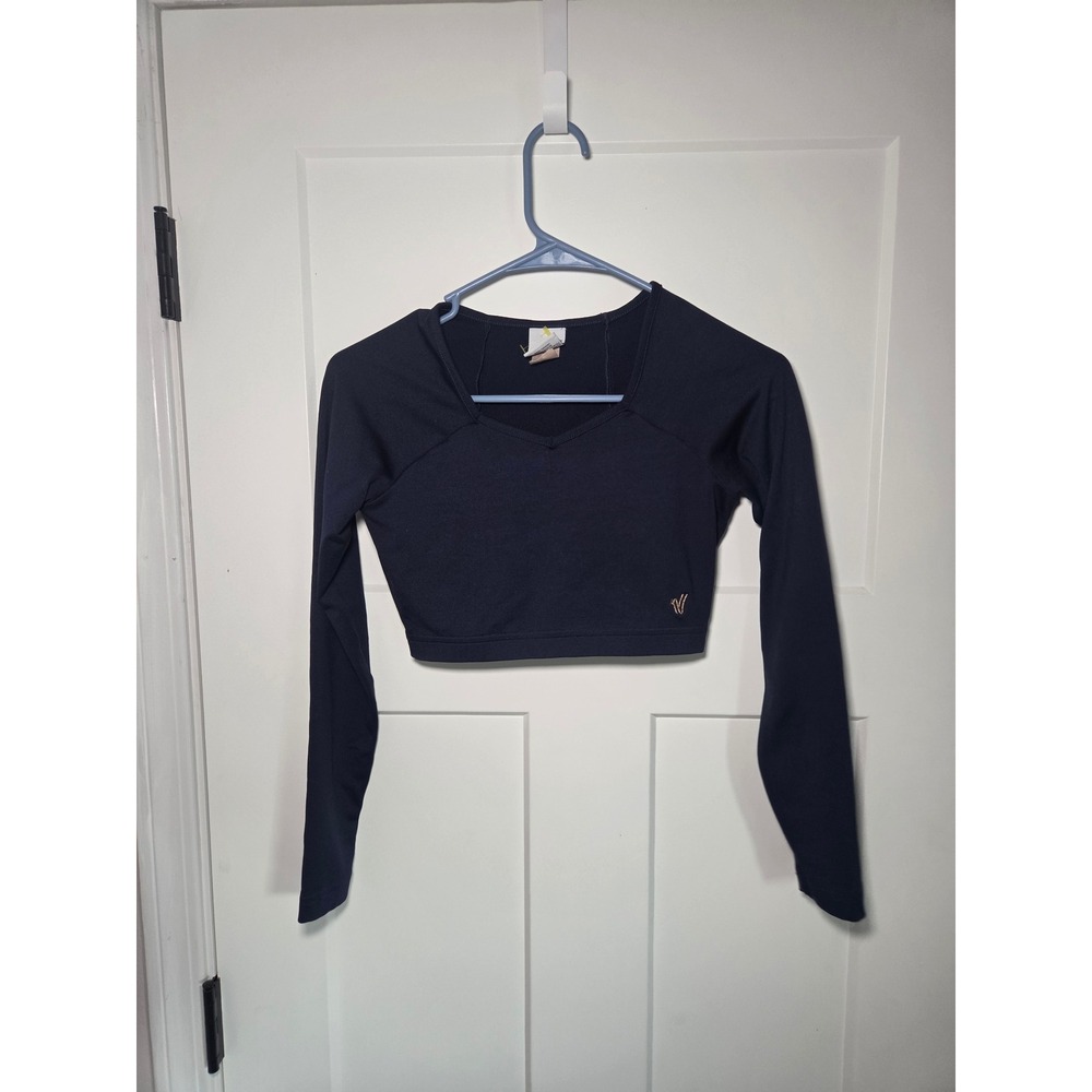 Varsity Spirit Navy Blue Long Sleeve Crop Top Athletic Cheer Dance Small